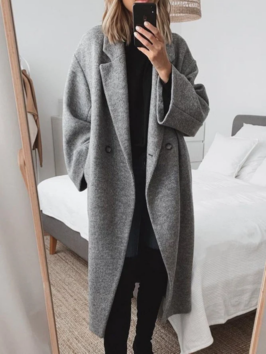 Oversized Long Coat | Relaxed Double Breasted Style