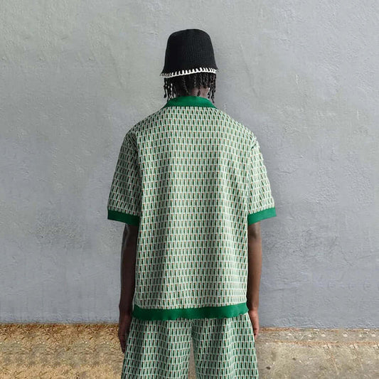 Men's Geometric Print Shirt and Shorts Set