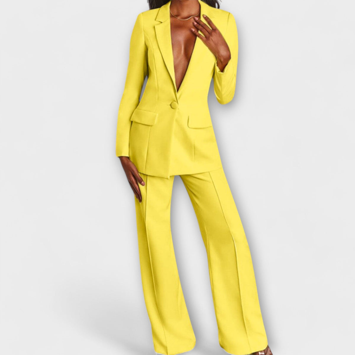 Blazer Trouser Suit Set | Long Sleeve with Wide Leg Trousers