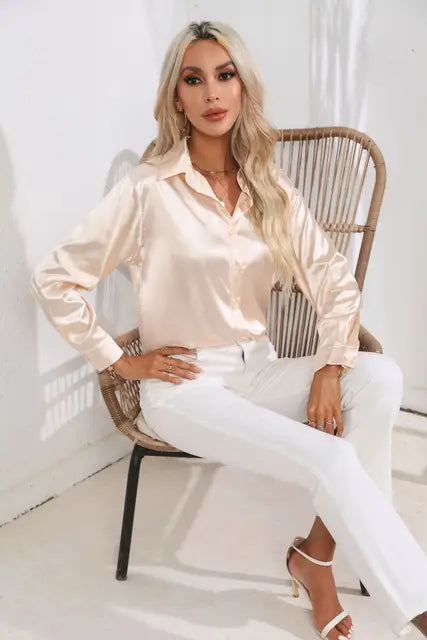 Women's Long Sleeve Button-Up Blouse