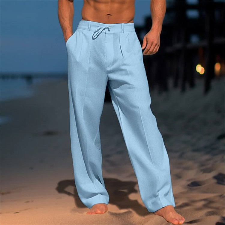 Men's Drawstring Pleated Trousers