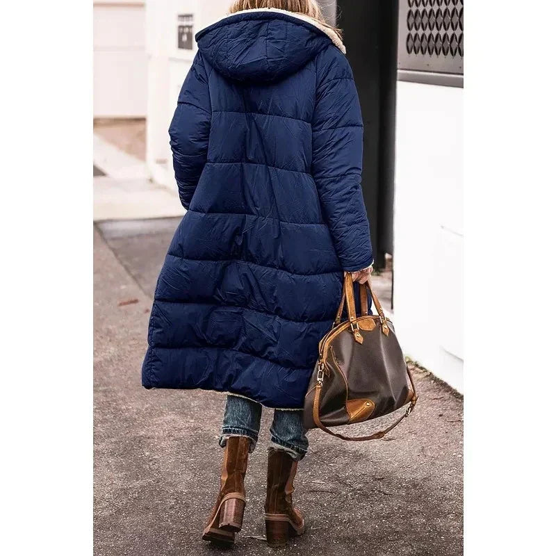Longline Puffer Coat | Hooded Full Length with Warm Lining