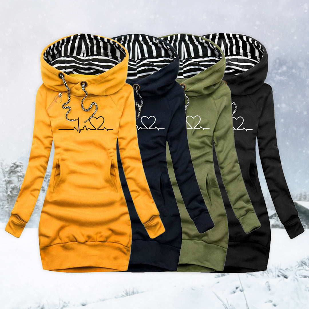 Hoodie Midi Dress | Long Sleeve with Graphic Print