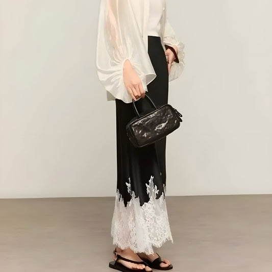 Lace Satin Skirt