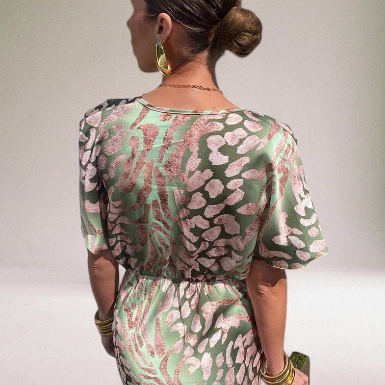 Women's V Neck Twist Front Maxi Dress
