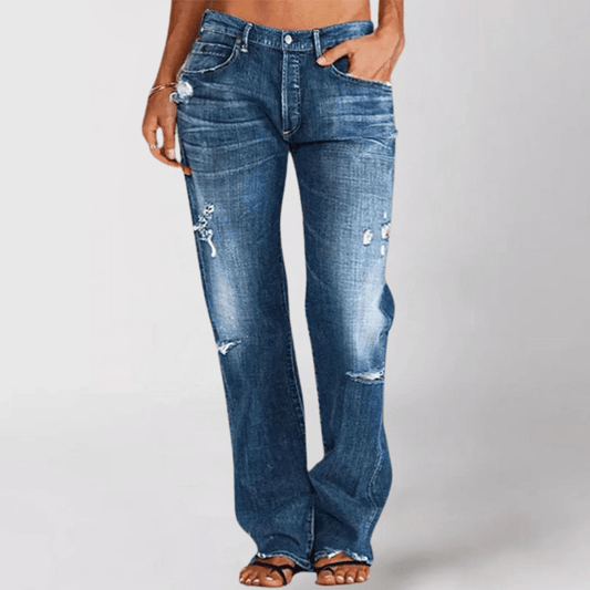 Wide Leg Jeans | Distressed Ripped Style