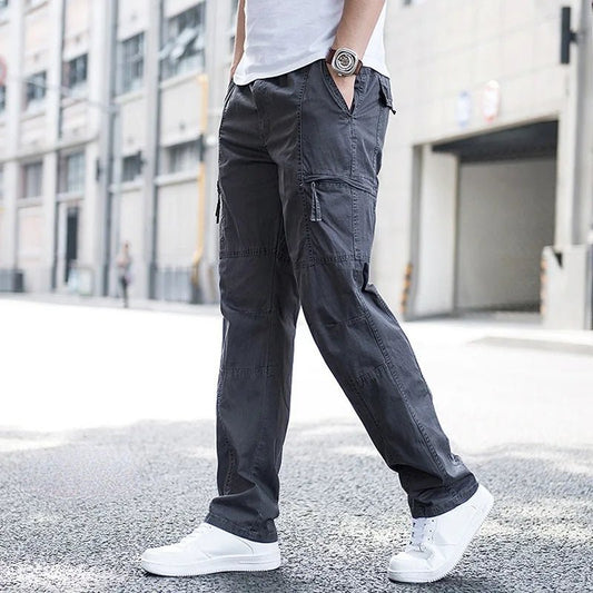 Men's Relaxed Fit Cargo Pants with Stretch Fabric Front