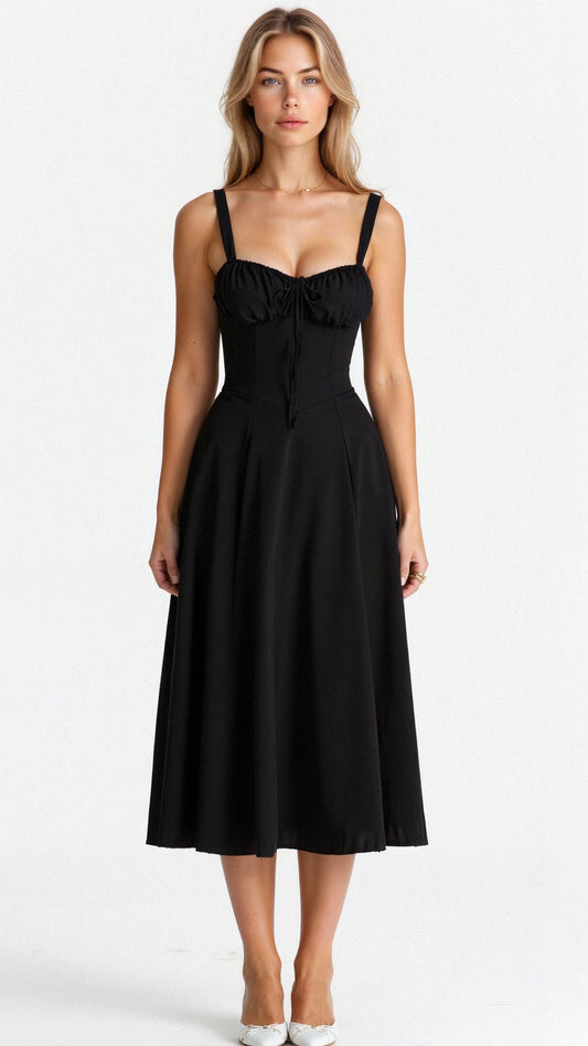 Women's Figure-Flattering Floral Corset Midi Dress
