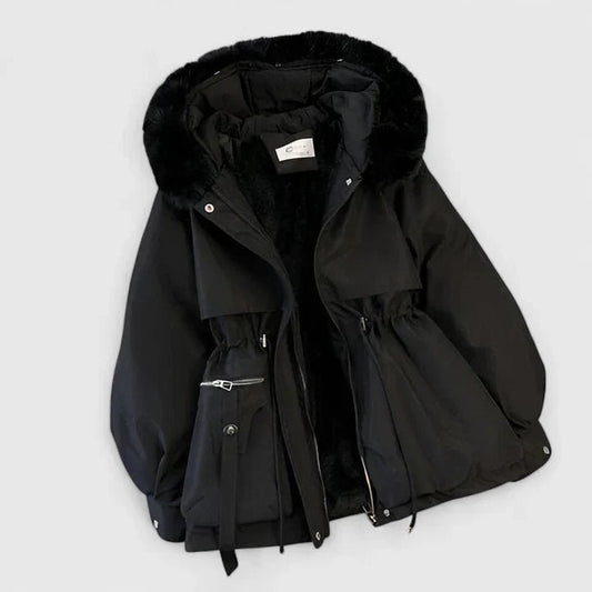Women's Elegant Jacket | Padded Lining with Cinched Waist Front