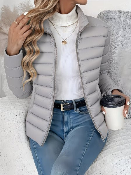 Women's Lightweight Quilted Spring Jacket with Tailored Fit Close Up