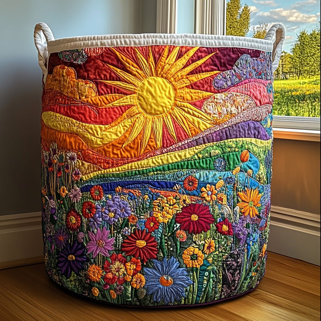 Women's Sunlit Floral Laundry Basket with Quilted Texture Hero