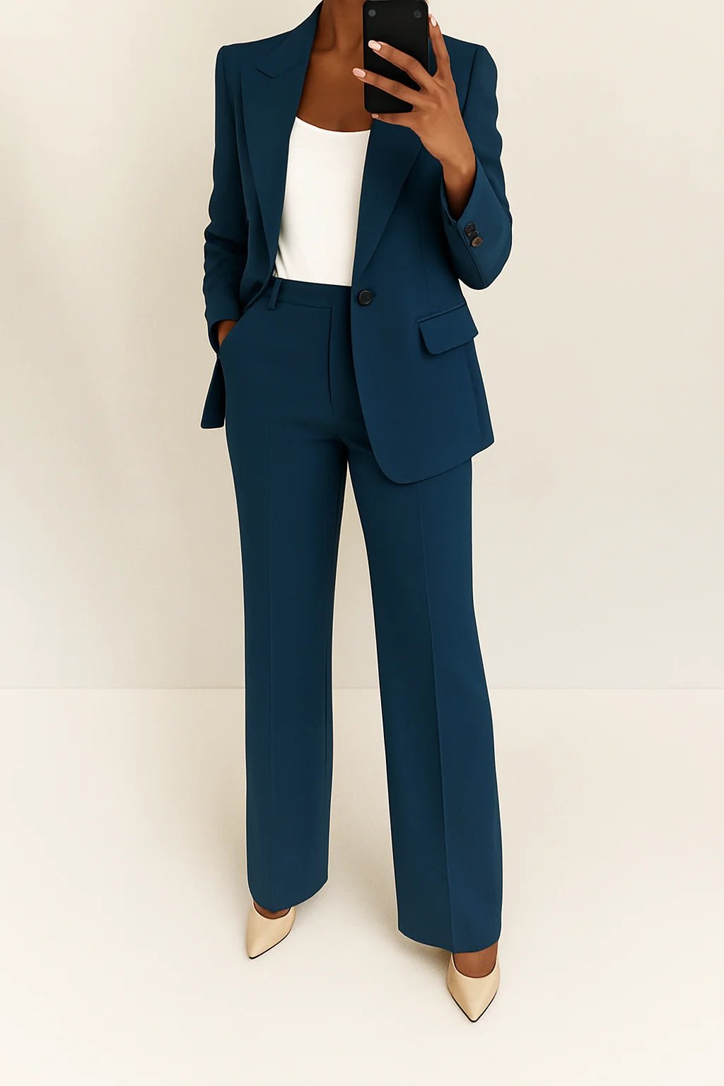 Women's Tailored Blazer Set | Straight Leg Trousers Suit Lifestyle
