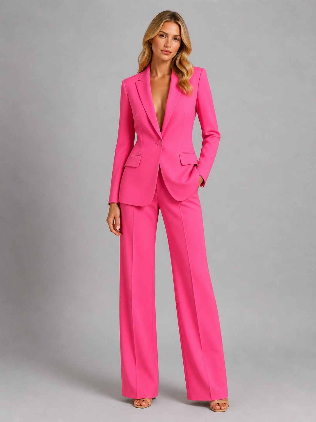 Women's Tailored Blazer Set | Wide-Leg Trousers Smart Occasion Lifestyle