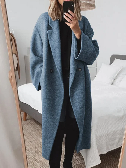 Oversized Long Coat | Relaxed Double Breasted Style