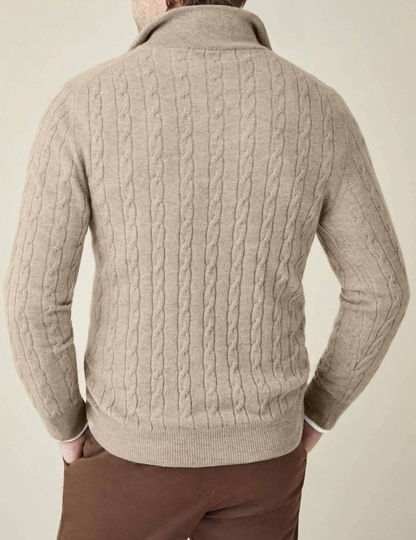 Half Zip Cable Knit Jumper | Classic Fit Pullover