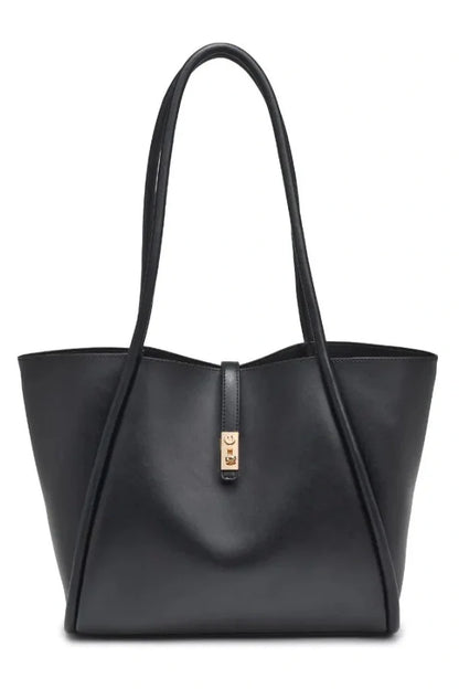 Long Handle Pouch Set Leather Tote Bag