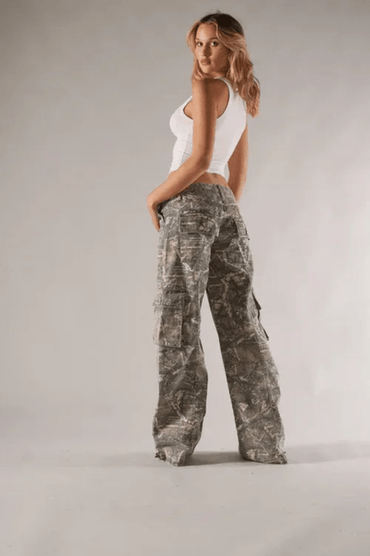 Women's Low Rise Camo Cargo Trousers