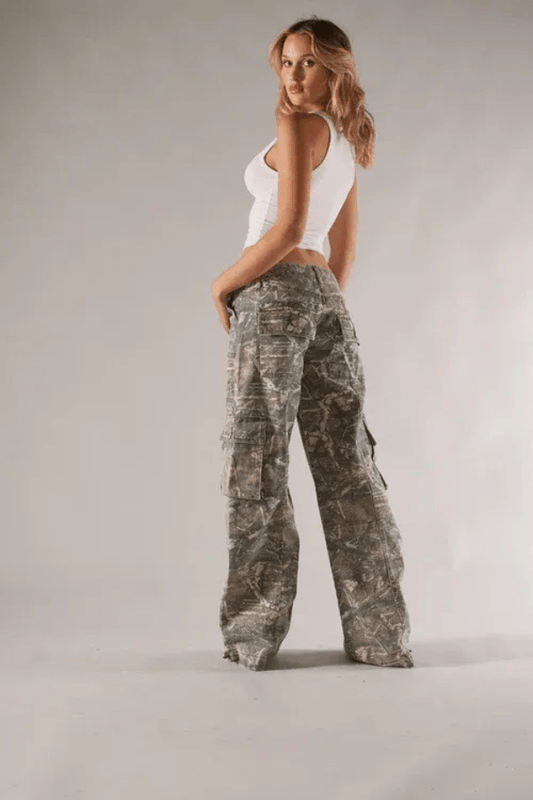 Women's Low Rise Camo Cargo Trousers