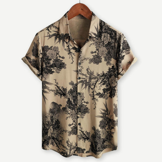 Men’s Stylish Japanese Print Short Sleeve Shirt