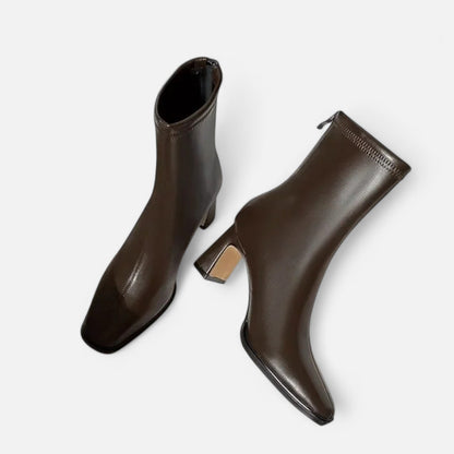 Ankle Boots Winter Women’s | Square Toe Block Heel Warm Lined