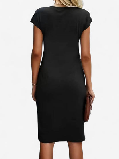 Women’s Ruched Formal Wrap Bodycon Midi Dress