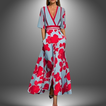 Maxi Dress Women's Floral V Neck