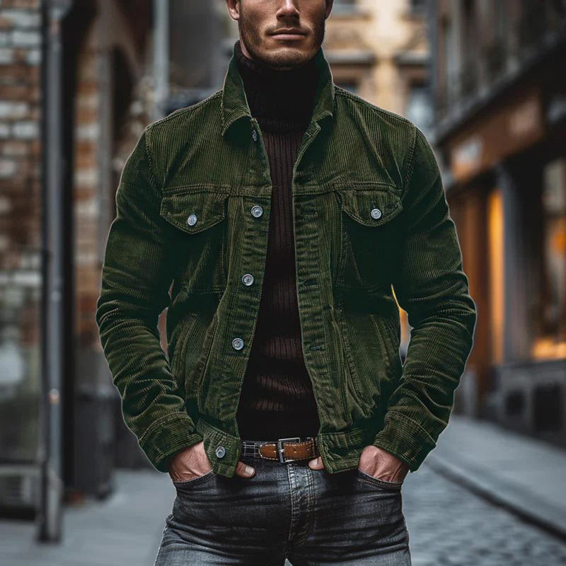 Corduroy Jacket | Button Front Casual Style