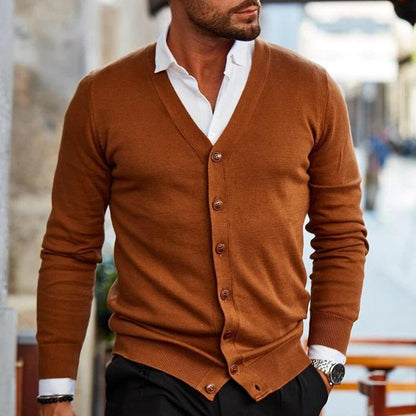 V Neck Button Cardigan | Slim Fit Knitwear