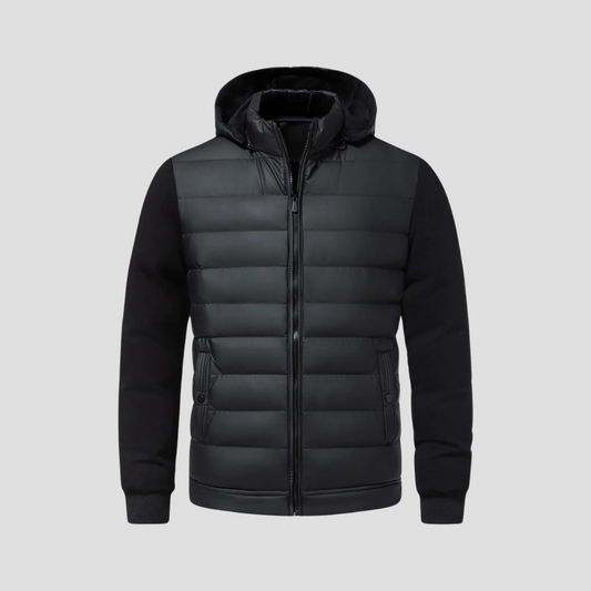 Men’s Hooded Puffer Jacket | Padded Zip Up Hybrid Winter Coat