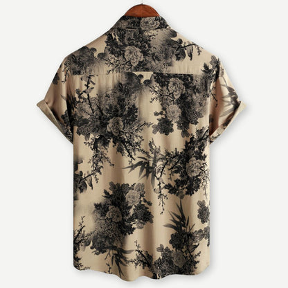 Men’s Stylish Japanese Print Short Sleeve Shirt