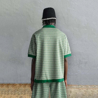 Men's Geometric Print Shirt and Shorts Set