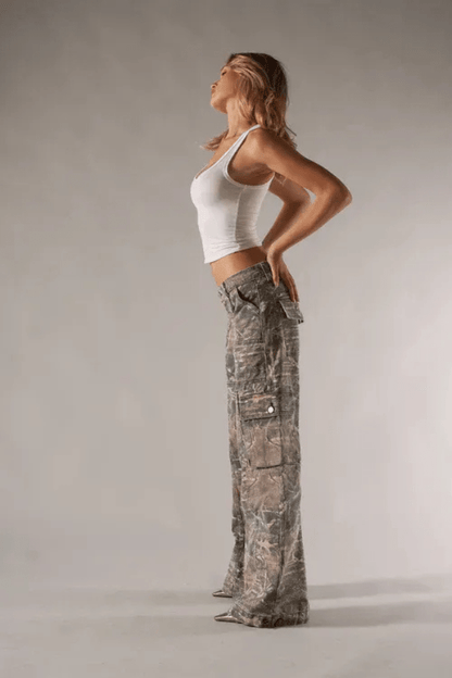 Women's Low Rise Camo Cargo Trousers
