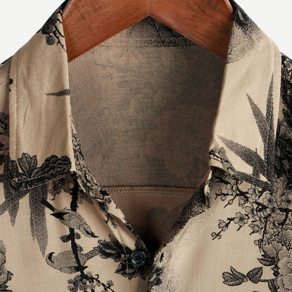 Men’s Stylish Japanese Print Short Sleeve Shirt