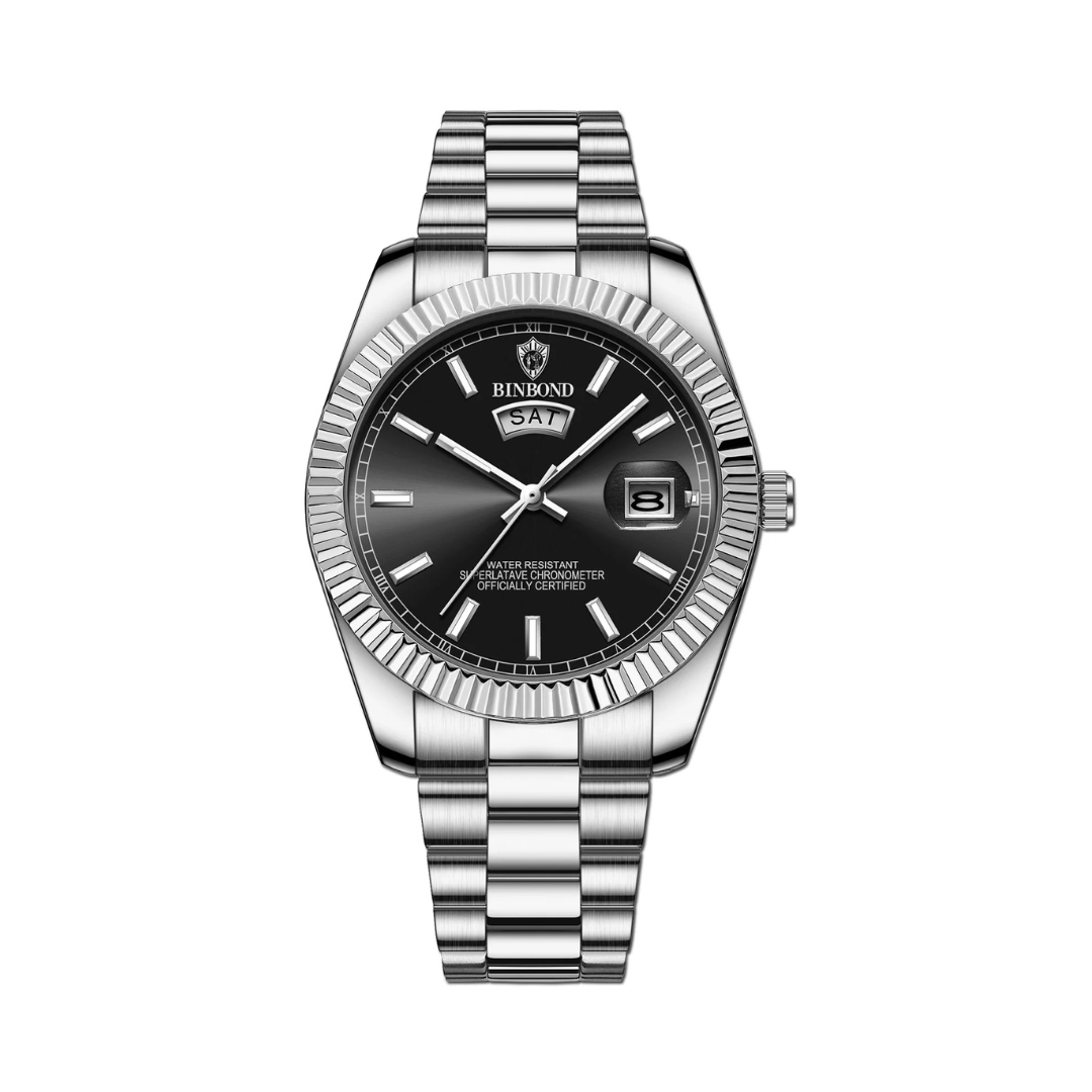 Classic Dress Watch | Day Date Dial with Fluted Bezel