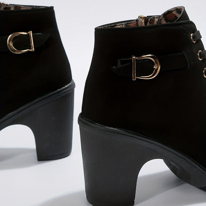 Ankle Boots - Block Heel Lace Up Design