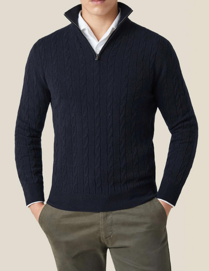 Half Zip Cable Knit Jumper | Classic Fit Pullover