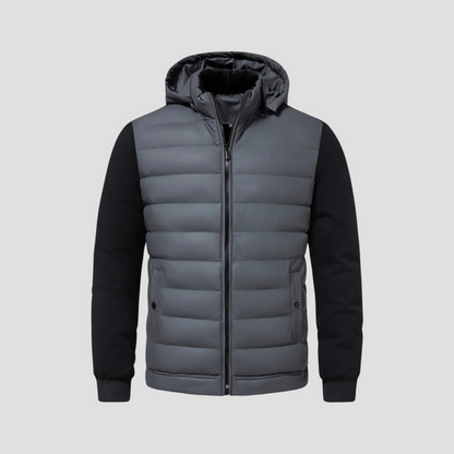 Men’s Hooded Puffer Jacket | Padded Zip Up Hybrid Winter Coat