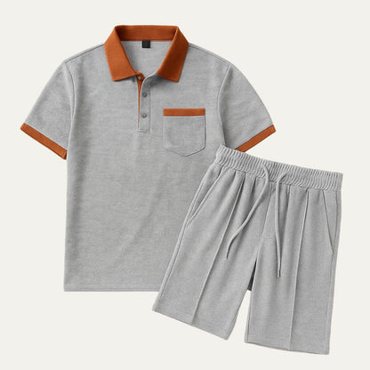 Men’s Waffle Polo Co-Ord Shorts Set
