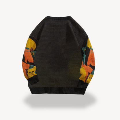 Graphic Knitted Jumper | Relaxed Fit Crew Neck Pullover