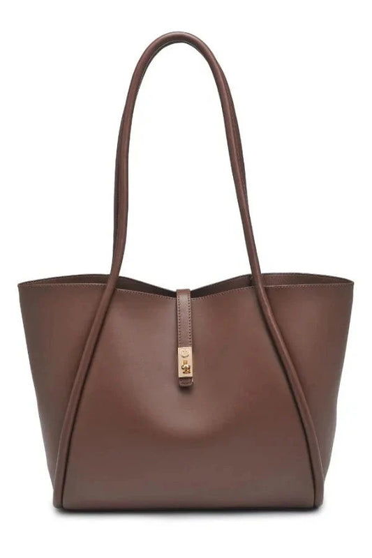 Long Handle Pouch Set Leather Tote Bag