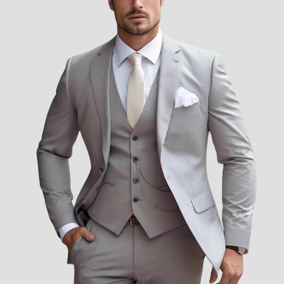 Men’s Suit Waistcoat And Trousers | Three Piece Slim Fit Formal Set With Blazer