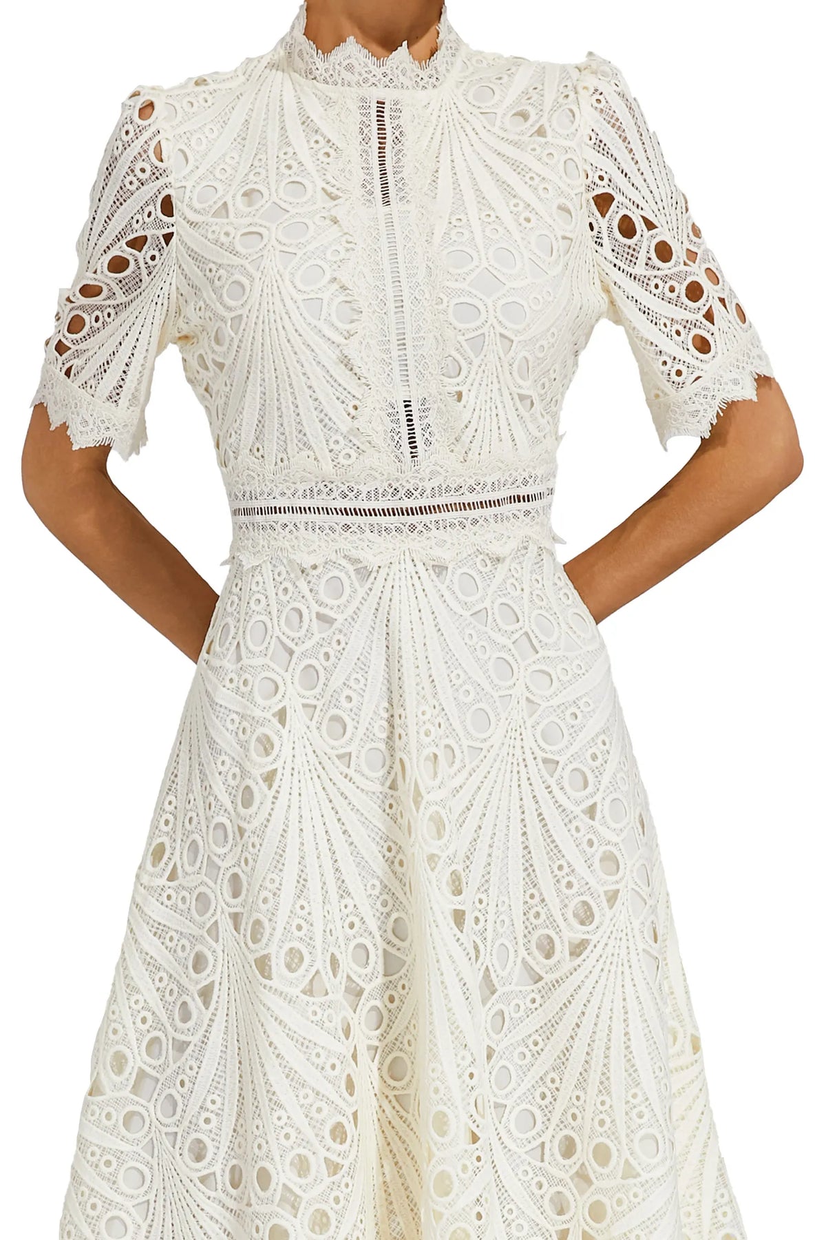 Women's Lace High Neck Midi Dress