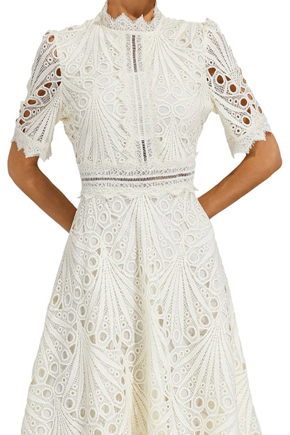 Women's Lace High Neck Midi Dress