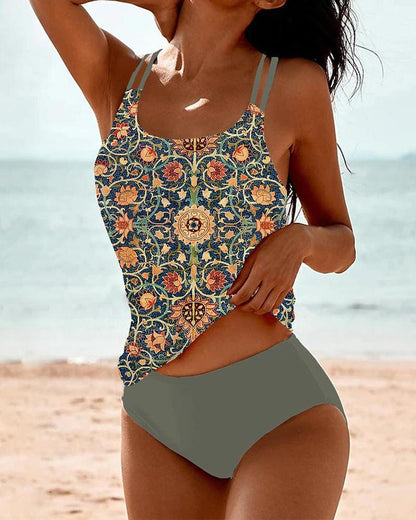 Women's Two-piece Printed Tankini Swimsuit