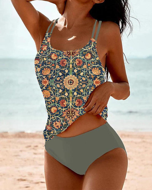 Women's Two-piece Printed Tankini Swimsuit
