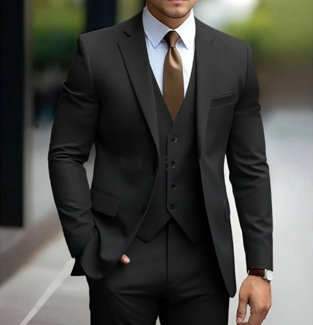 Men’s Suit Waistcoat And Trousers | Three Piece Slim Fit Formal Set With Blazer