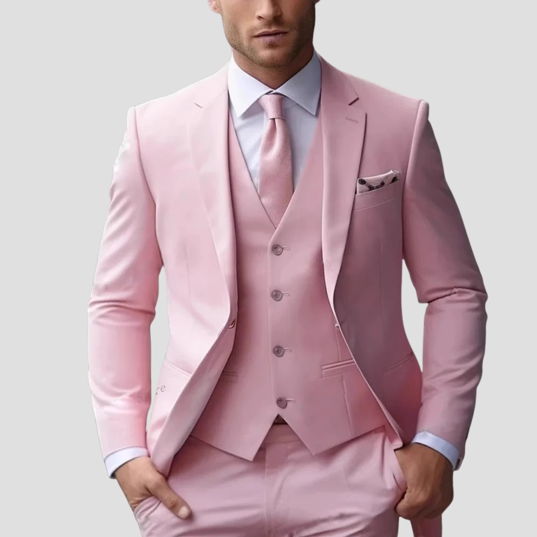 Men’s Suit Waistcoat And Trousers | Three Piece Slim Fit Formal Set With Blazer