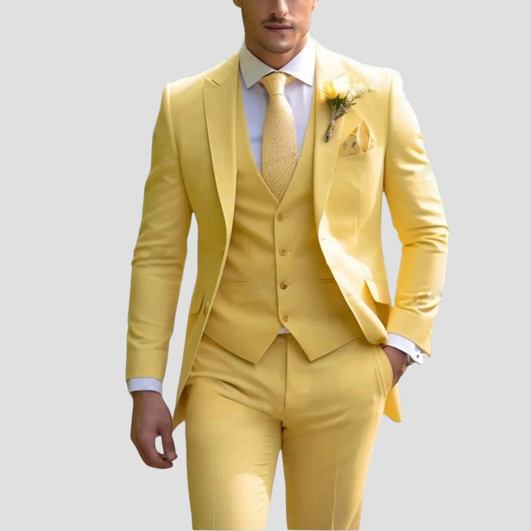 Men’s Suit Waistcoat And Trousers | Three Piece Slim Fit Formal Set With Blazer
