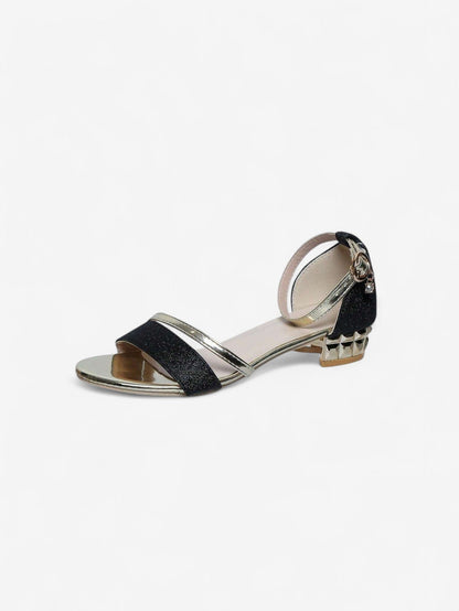 Women's Elegant Glitter Low Block Heel Sandals