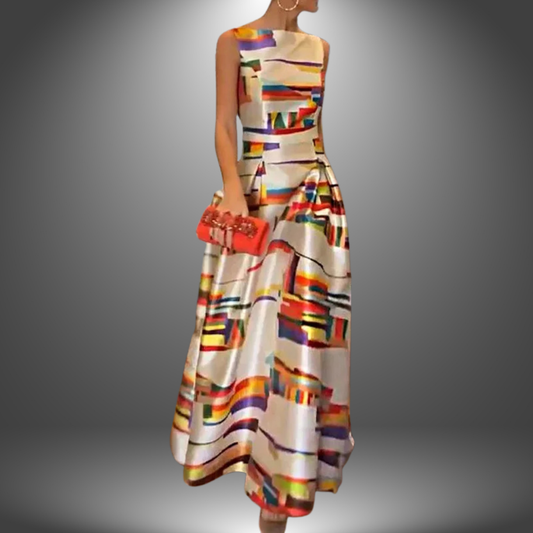 Women's Sleeveless Geometric Maxi Dress